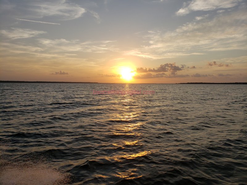 Sunset over the water