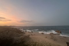 Sunset beach and waves
